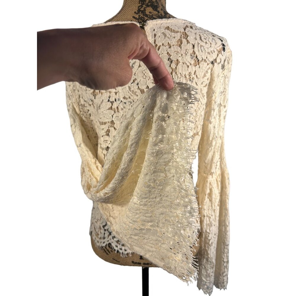 Women's XL Top Taylor & Sage Romantic Lace Boho Chic Fairy Flair Sleeve - Picture 5 of 6